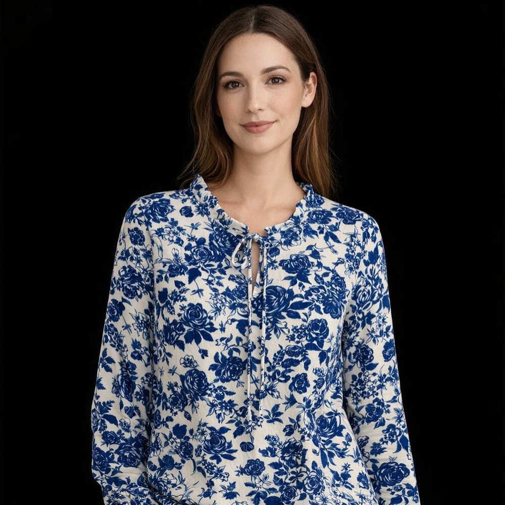 SHEIN Light Blue Distressed Blouse